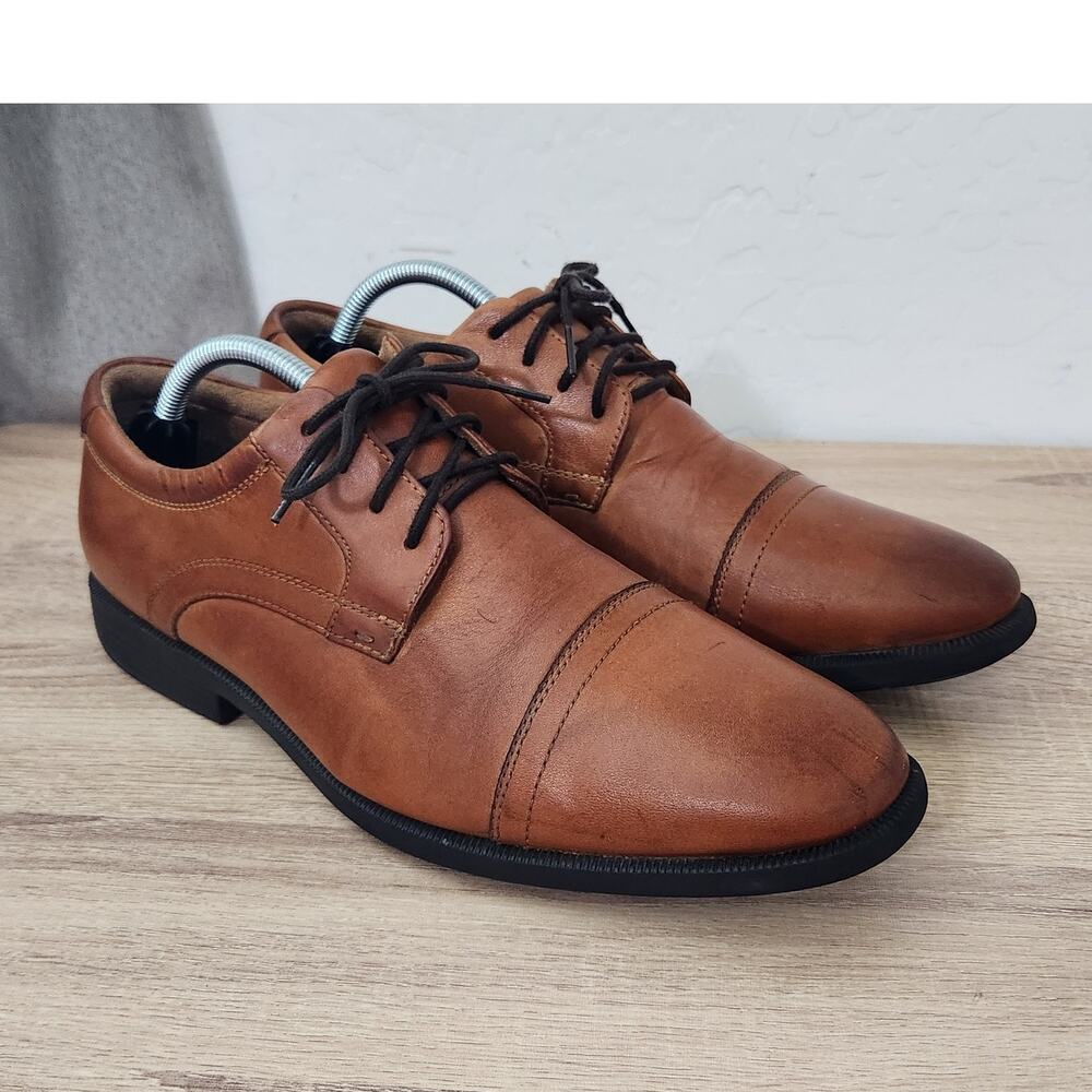 Nunn Bush Men's Dress Shoes Size 9.5 Brown Leather Cap Toe Oxford Comfort Gel